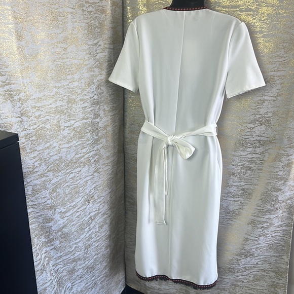 Zara White Wrap Short Sleeve Dress With Contrast Trim Size S - Picture 8 of 17